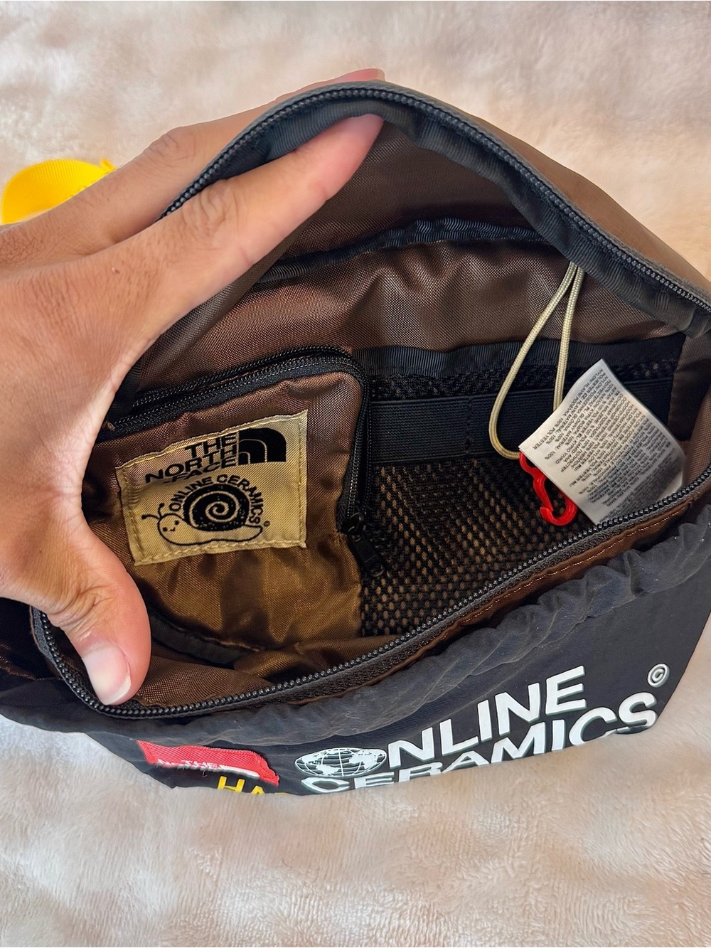 The North Face x Online Ceramics Black & Brown Belt Bag with Yellow Strap - Picture 9 of 15